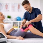 Physiotherapy laser treatment session
