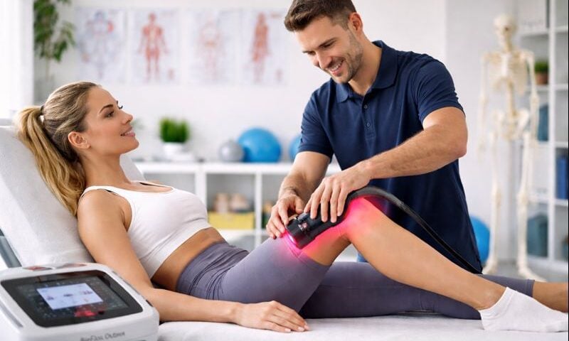 Physiotherapy laser treatment session